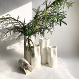 White Satin Ceramic Pinched Vase