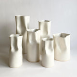 White Satin Ceramic Pinched Vase