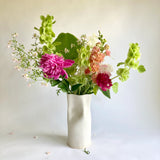 White Satin Ceramic Pinched Vase