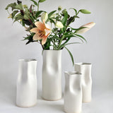 White Satin Ceramic Pinched Vase