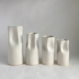 White Satin Ceramic Pinched Vase