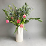 White Satin Ceramic Pinched Vase