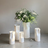 White Satin Ceramic Pinched Vase