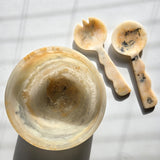Large Hand Poured Resin Salad Serving Bowl & Server