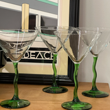 Vintage Squiggle Martini Glasses by Libbey Set of 4