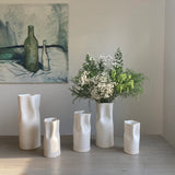 White Satin Ceramic Pinched Vase
