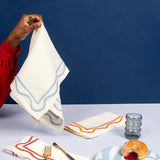 Colorblock Embroidered Linen Napkins Set of 4