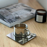 Stainless Steel Venice Mirror Mug Set with Saucer and Spoon