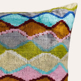 Silk Velvet Ikat Throw Pillow Cover